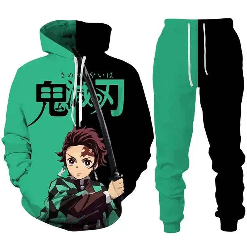 Demon Slayer Anime Hoodie Tracksuit Oversize Streetwear Set - ToylandEU