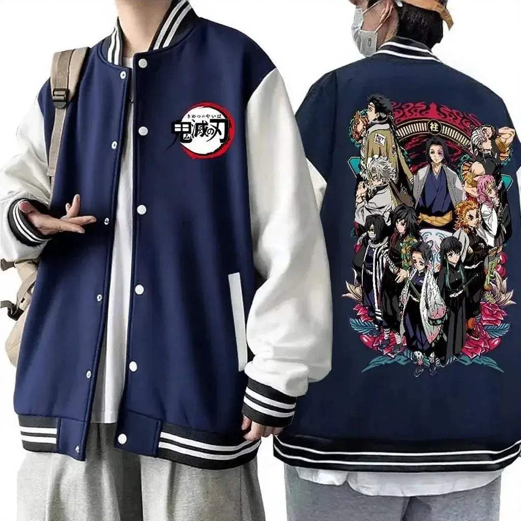 Demon Slayer Baseball Jacket With Character Group Art - ToylandEU