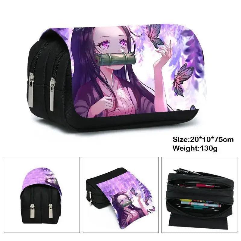  Demon Slayer Pencil Case Dual Layer Storage For Students 