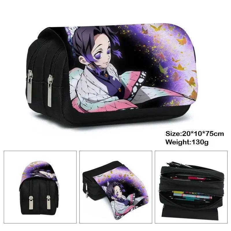  Demon Slayer Pencil Case Dual Layer Storage For Students 