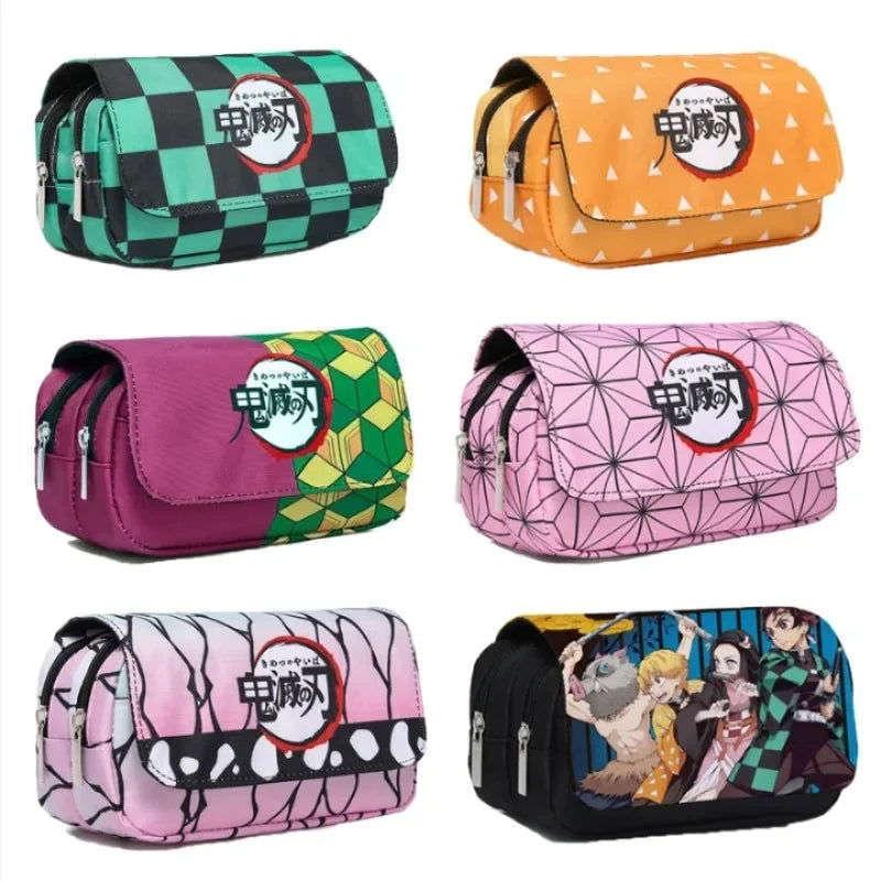 Demon Slayer Pencil Case Dual Layer Storage For Students