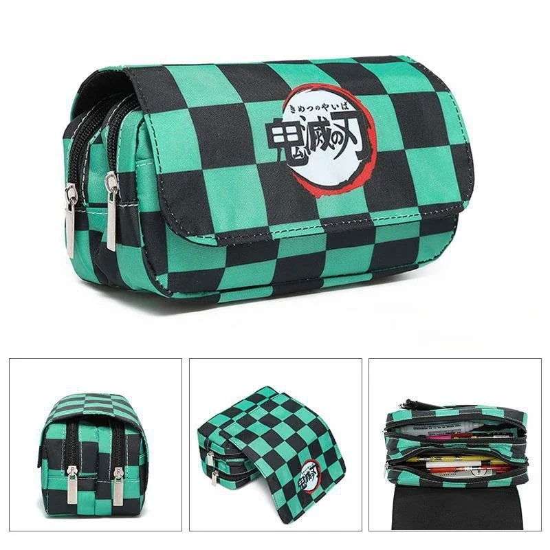 Demon Slayer Pencil Case Dual Layer Storage For Students