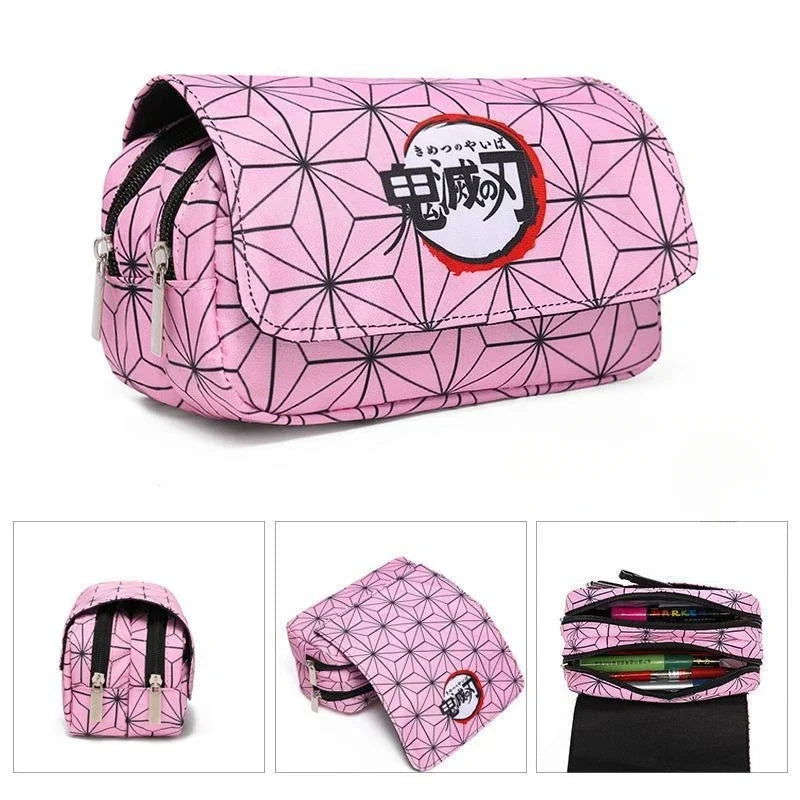 Demon Slayer Pencil Case Dual Layer Storage For Students