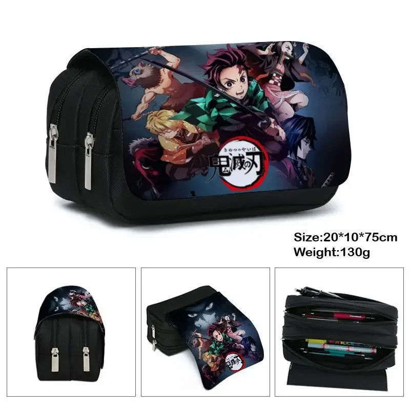 Demon Slayer Pencil Case Dual Layer Storage For Students