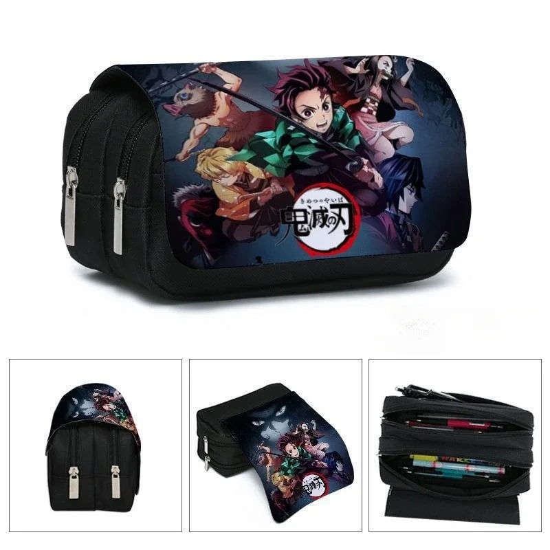 Demon Slayer Pencil Case Dual Layer Storage For Students