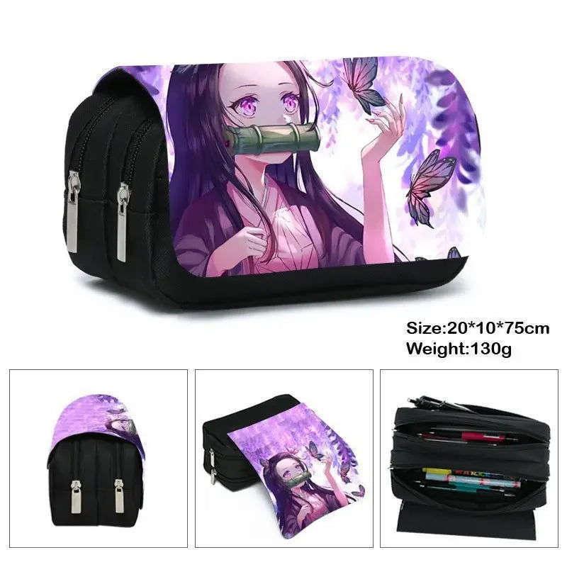 Demon Slayer Pencil Case Dual Layer Storage For Students
