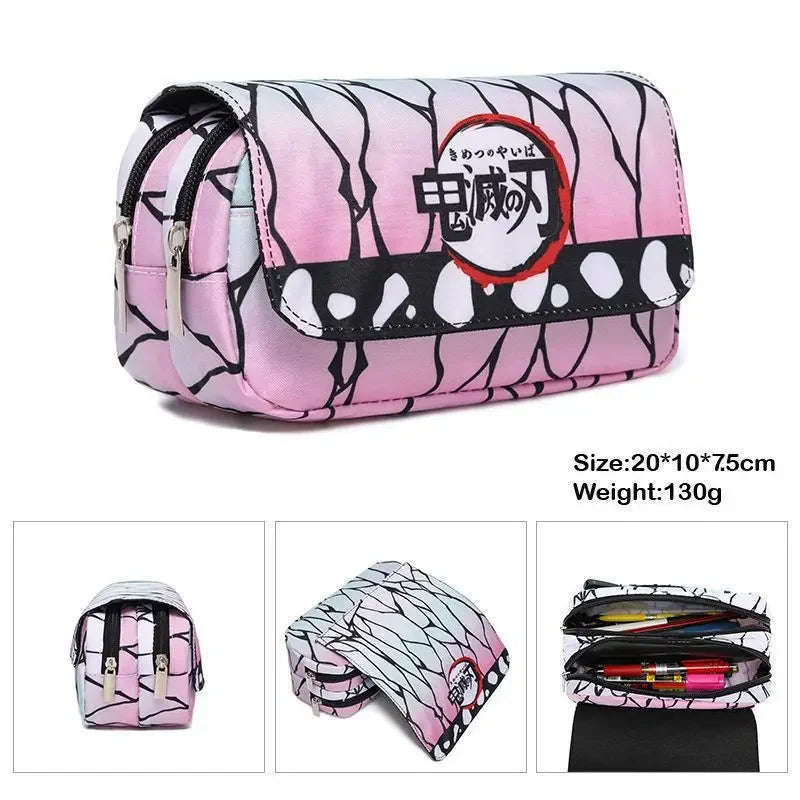 Demon Slayer Pencil Case Dual Layer Storage For Students