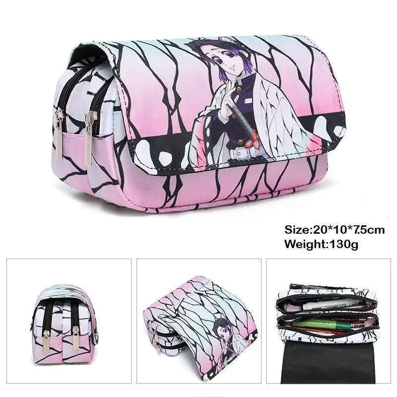 Demon Slayer Pencil Case Dual Layer Storage For Students