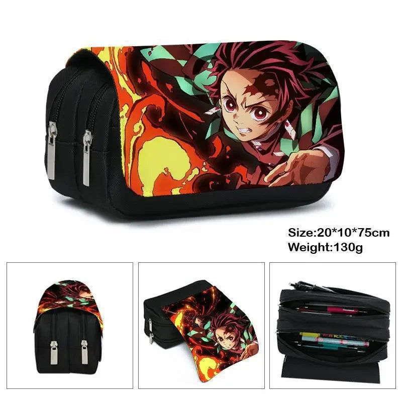 Demon Slayer Pencil Case Dual Layer Storage For Students