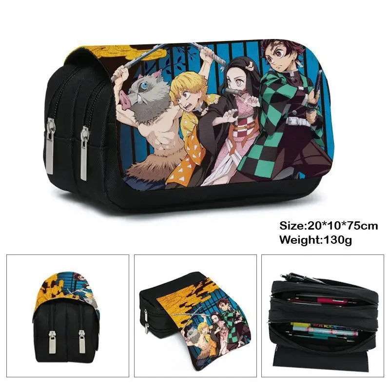 Demon Slayer Pencil Case Dual Layer Storage For Students