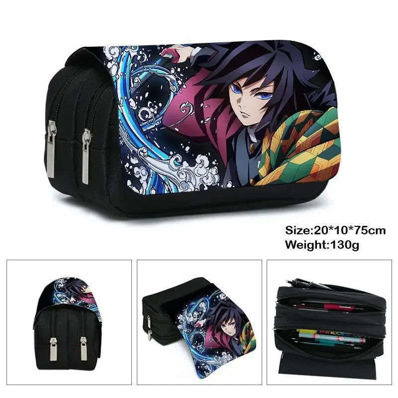 Demon Slayer Pencil Case Dual Layer Storage For Students