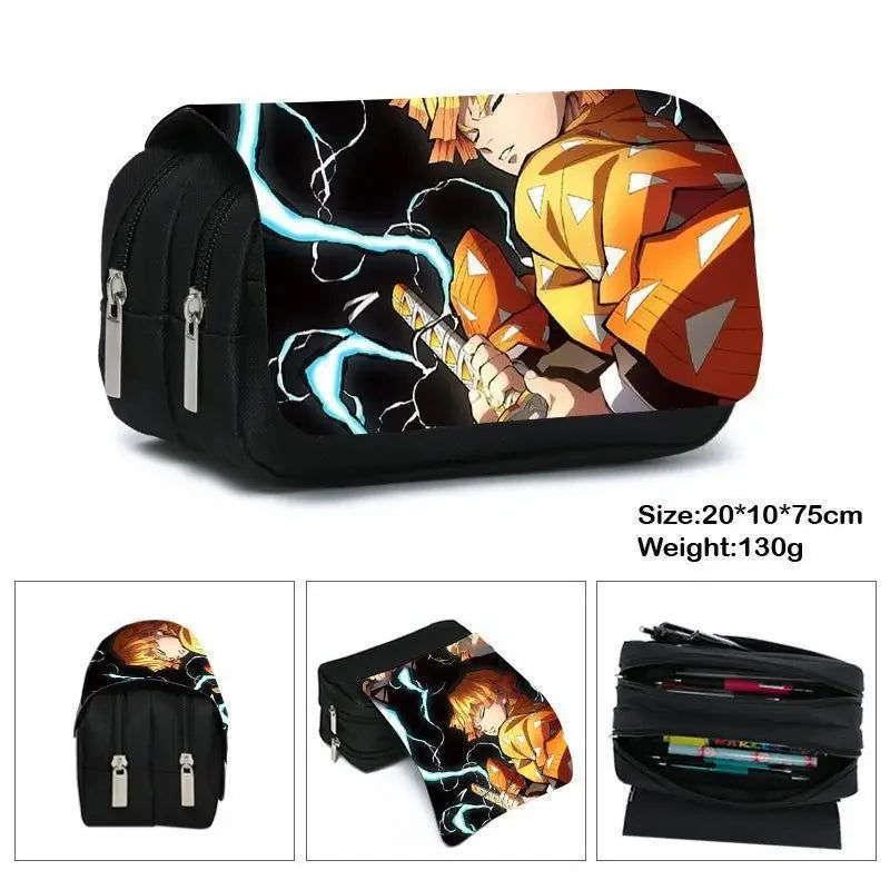 Demon Slayer Pencil Case Dual Layer Storage For Students