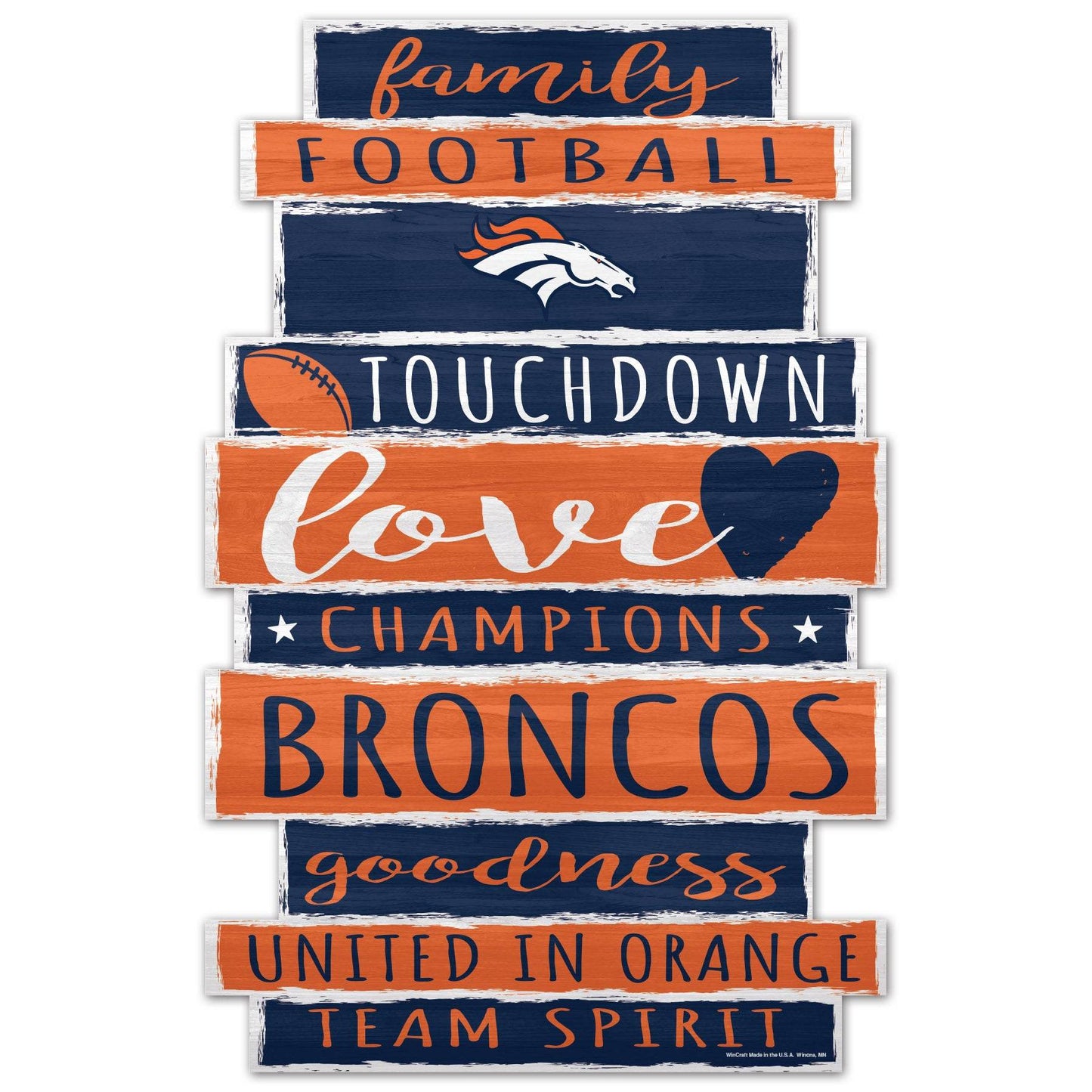Denver Broncos 11x17 Wood Family Word Sign By Wincraft - ToylandEU
