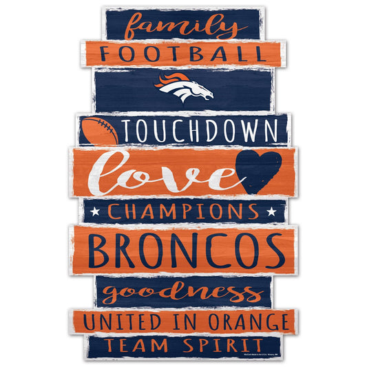 Denver Broncos 11x17 Wood Family Word Sign By Wincraft - ToylandEU