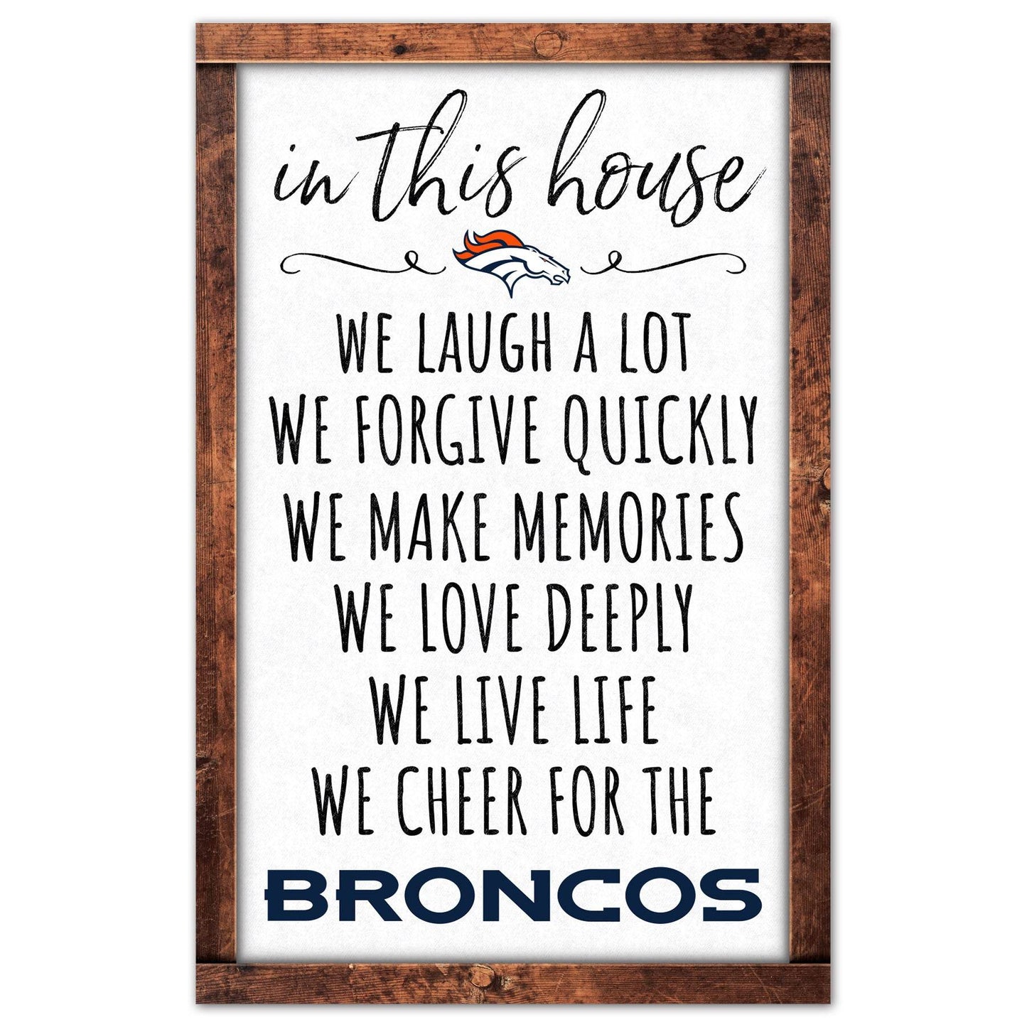 Denver Broncos 11x17 Wood Sign In This House Decor Piece - ToylandEU