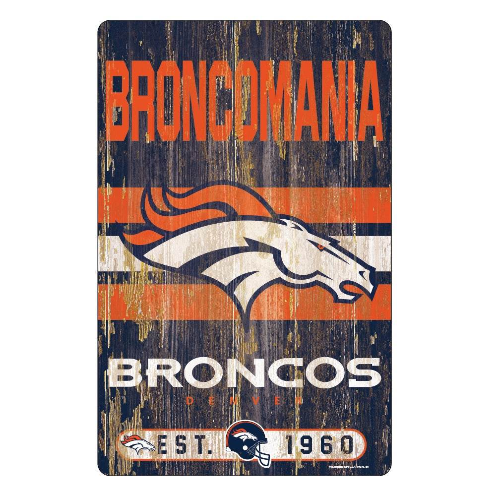 Denver Broncos 11x17 Wood Slogan Sign Wall Decor Display - ToylandEU