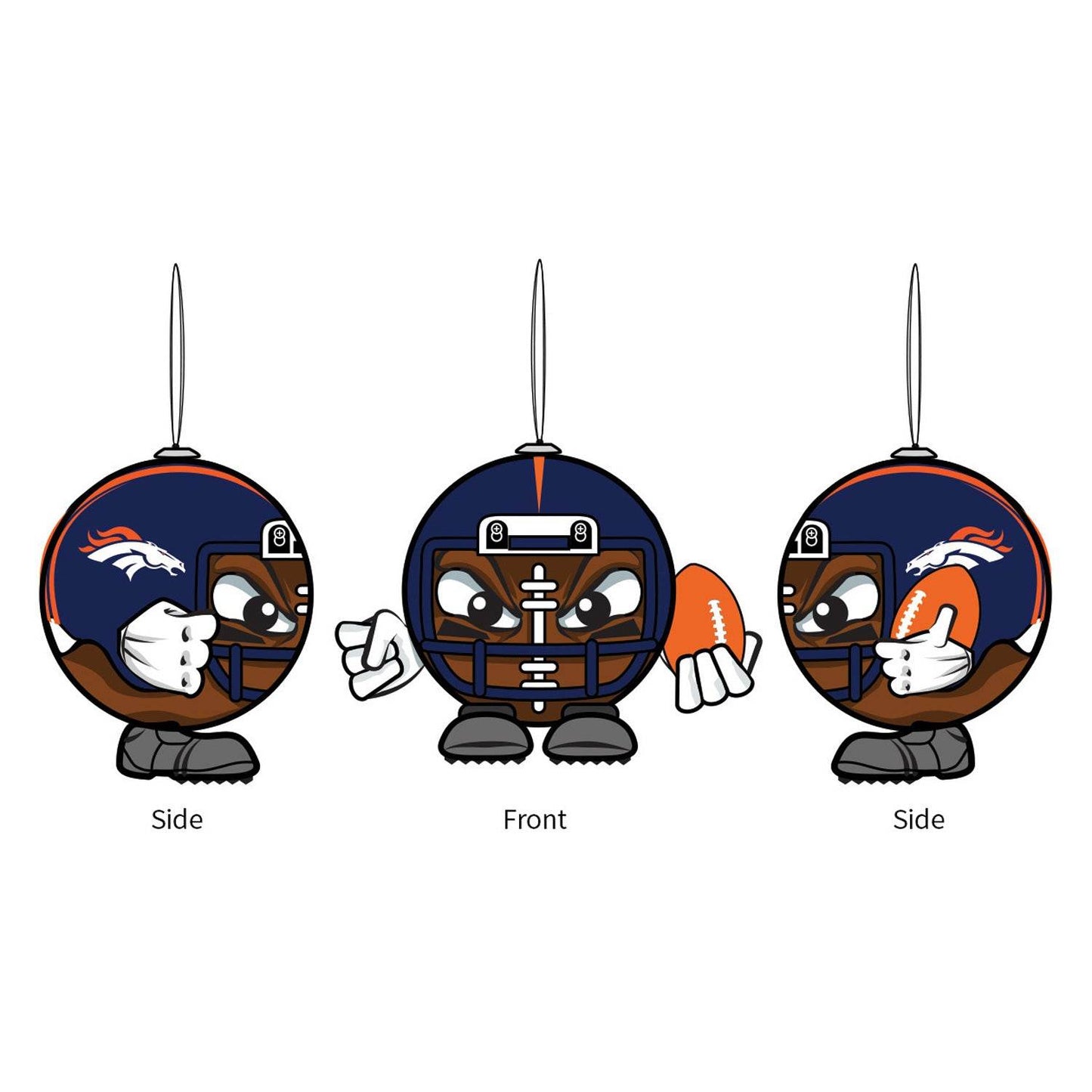 Denver Broncos Ball Head Ornament Figurine With Helmets - ToylandEU