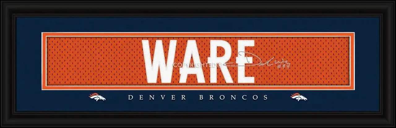Denver Broncos DeMarcus Ware Print Signature 8x24 Framed - ToylandEU
