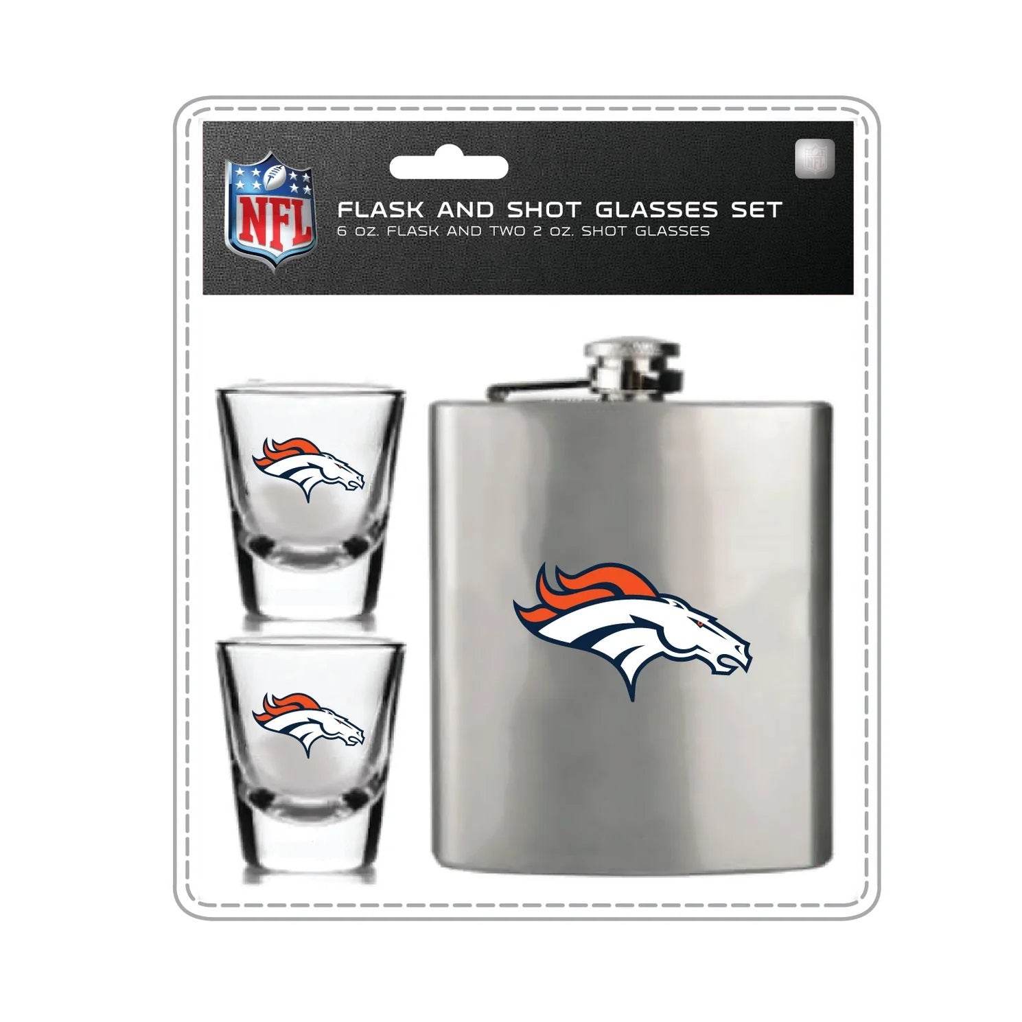 Denver Broncos Flask And Shot Glass Set Mojo Licensing - ToylandEU