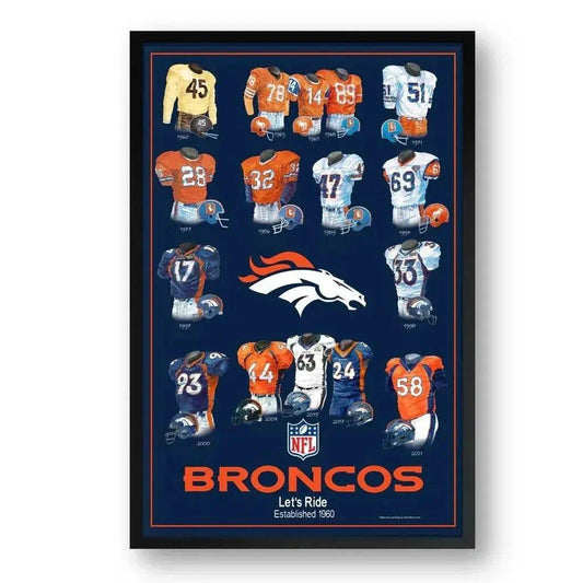  Denver Broncos Framed Print 10x13 Uniform Heritage Art -  ToylandEU™