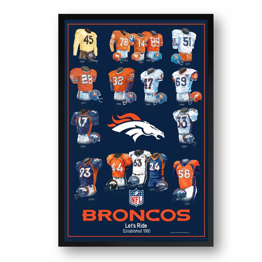 Denver Broncos Framed Print 10x13 Uniform Heritage Art - ToylandEU