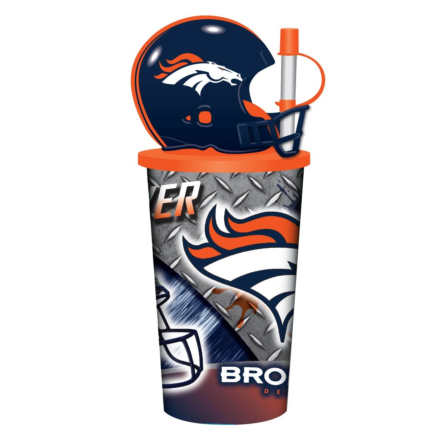 Denver Broncos Helmet Cup 32oz Plastic Cup With Straw - ToylandEU