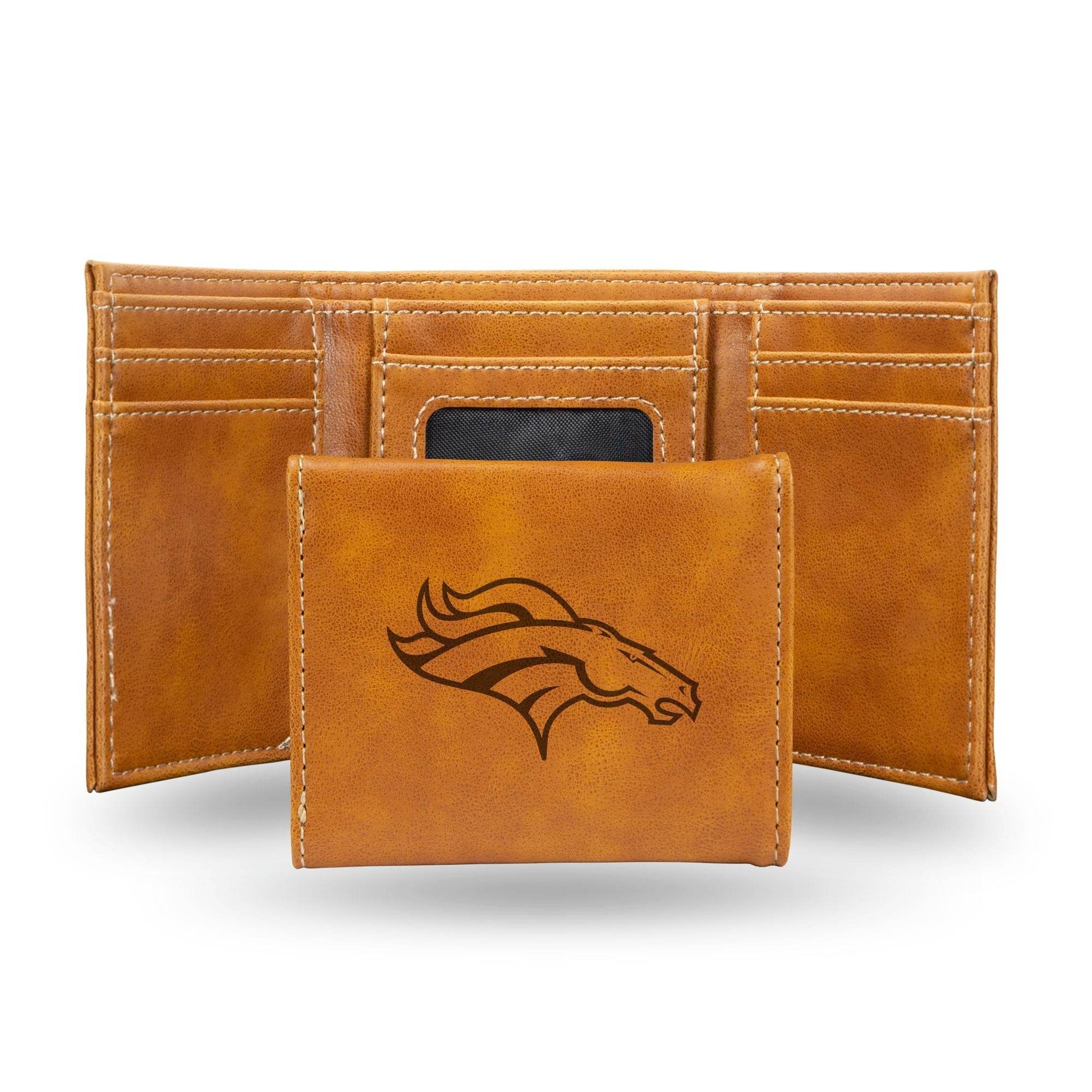 Denver Broncos Leather Trifold Wallet Laser Engraved - ToylandEU