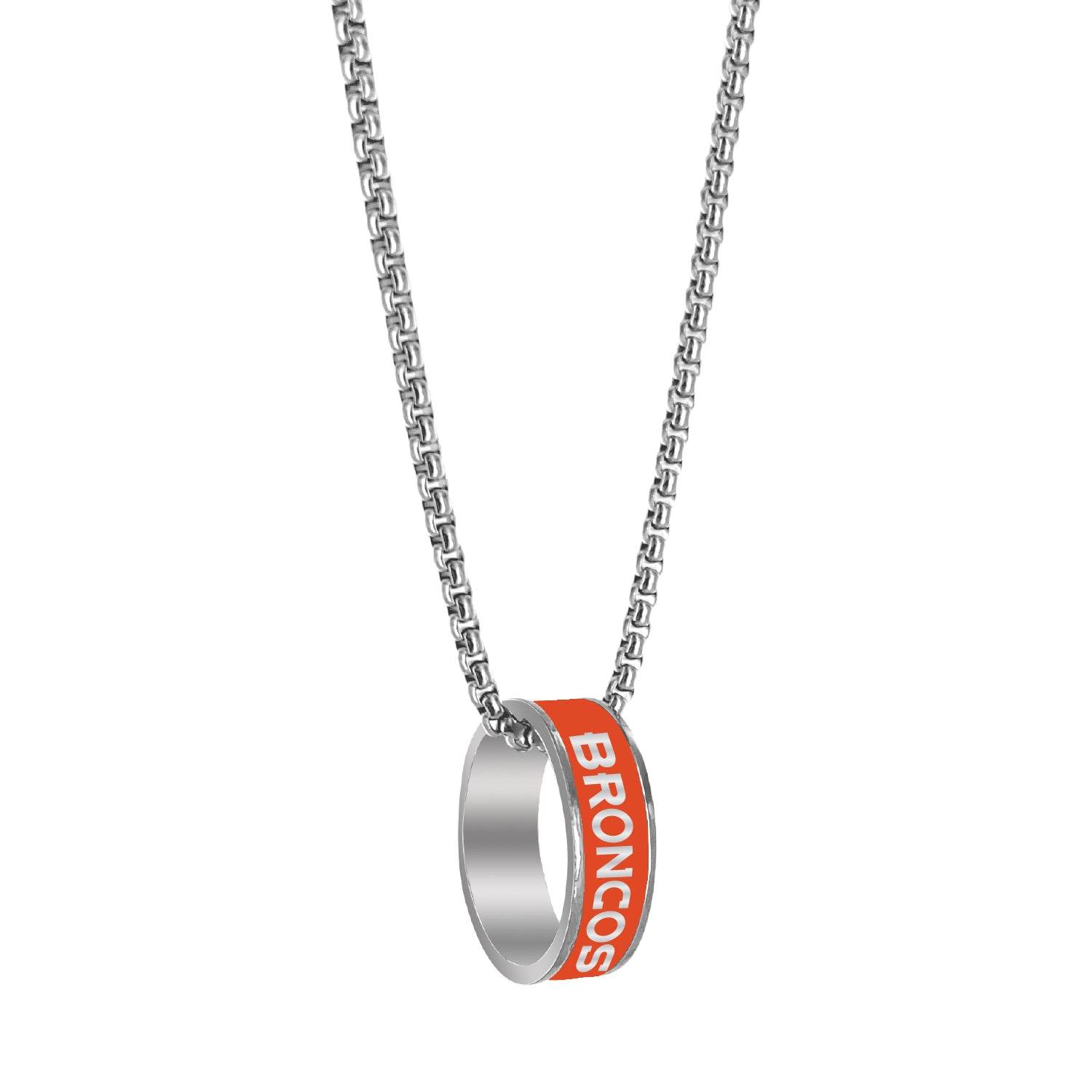 Denver Broncos Necklace Ring Pendant Silver Aminco Jewelry - ToylandEU