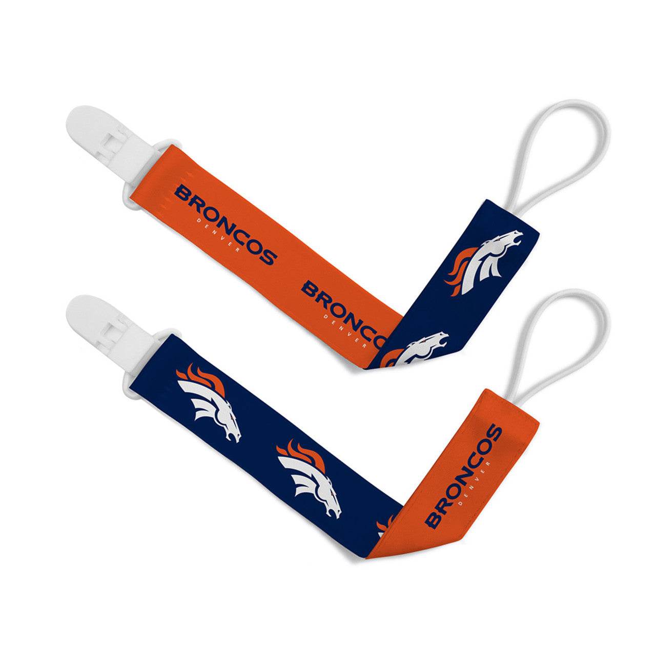 Denver Broncos Pacifier Clips 2 Pack Set With Team Colors - ToylandEU