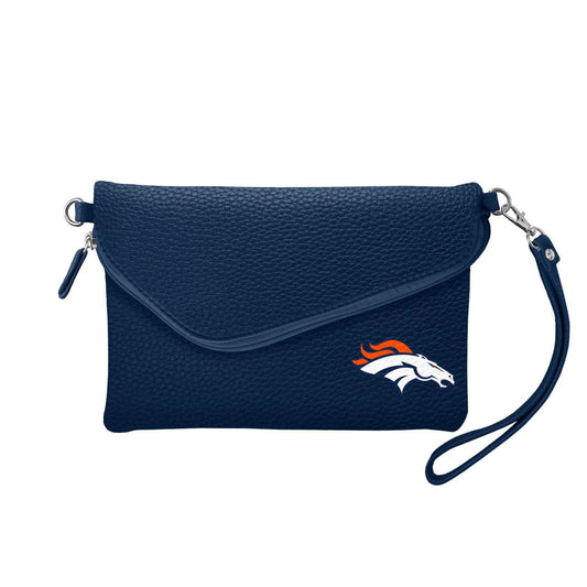 Denver Broncos Pebble Fold Over Crossbody Purse Navy - ToylandEU