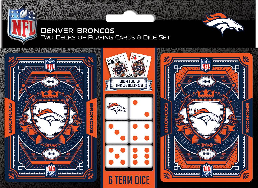Denver Broncos Playing Cards And Dice Set 2 Pack NFL - ToylandEU