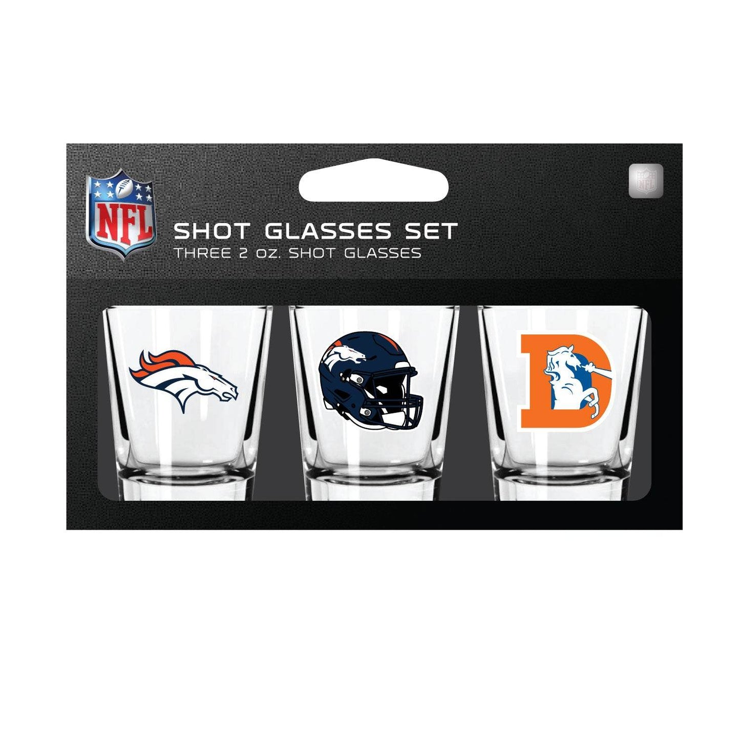 Denver Broncos Shot Glass Set 3 Pack Dishwasher Safe - ToylandEU