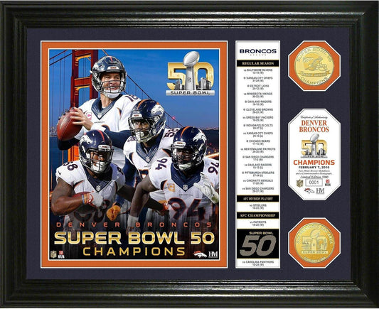 Denver Broncos Super Bowl 50 Wool Banner Champions Coin Mint - ToylandEU