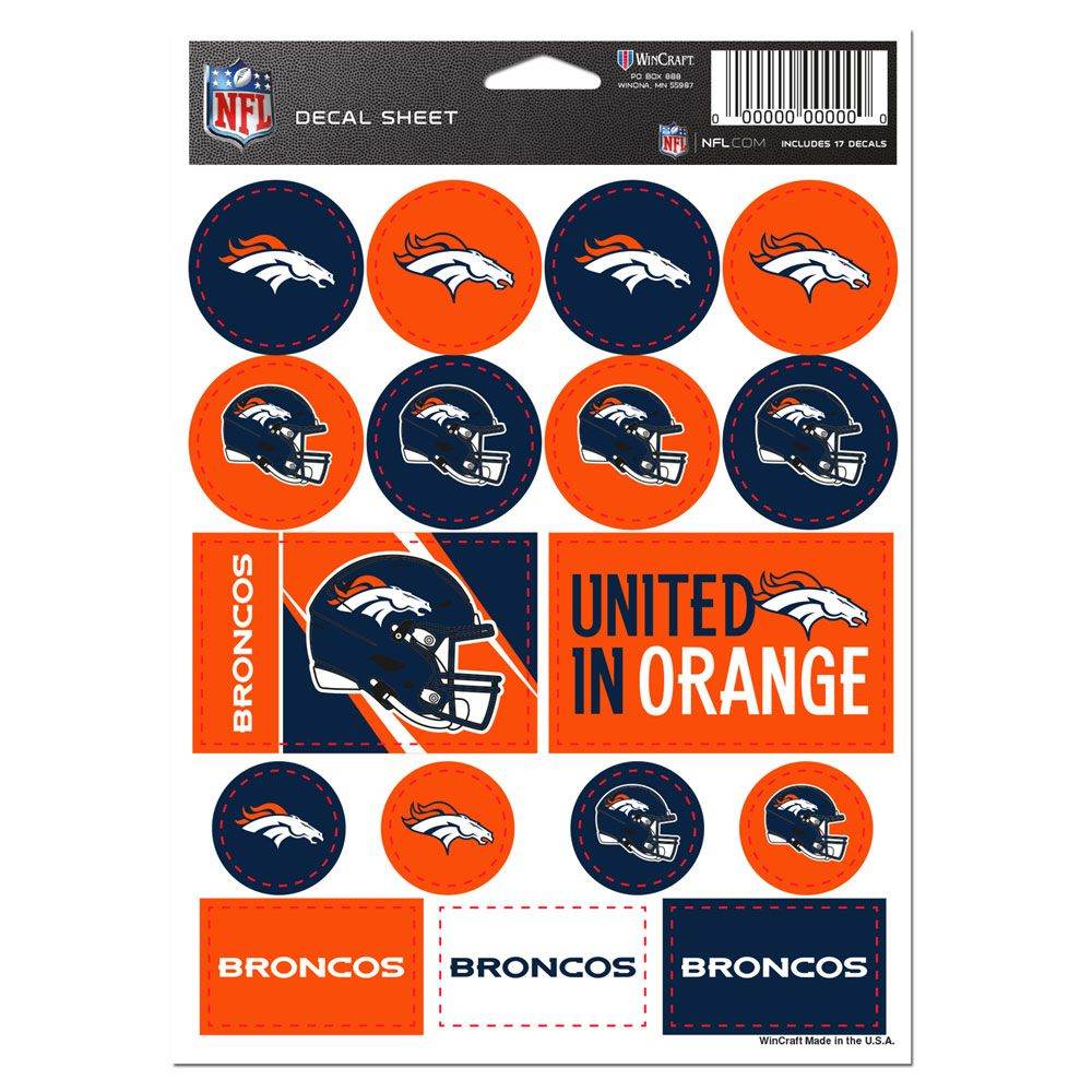 Denver Broncos Vinyl Decal Sheet 5x7 Wincraft Fanatics - ToylandEU