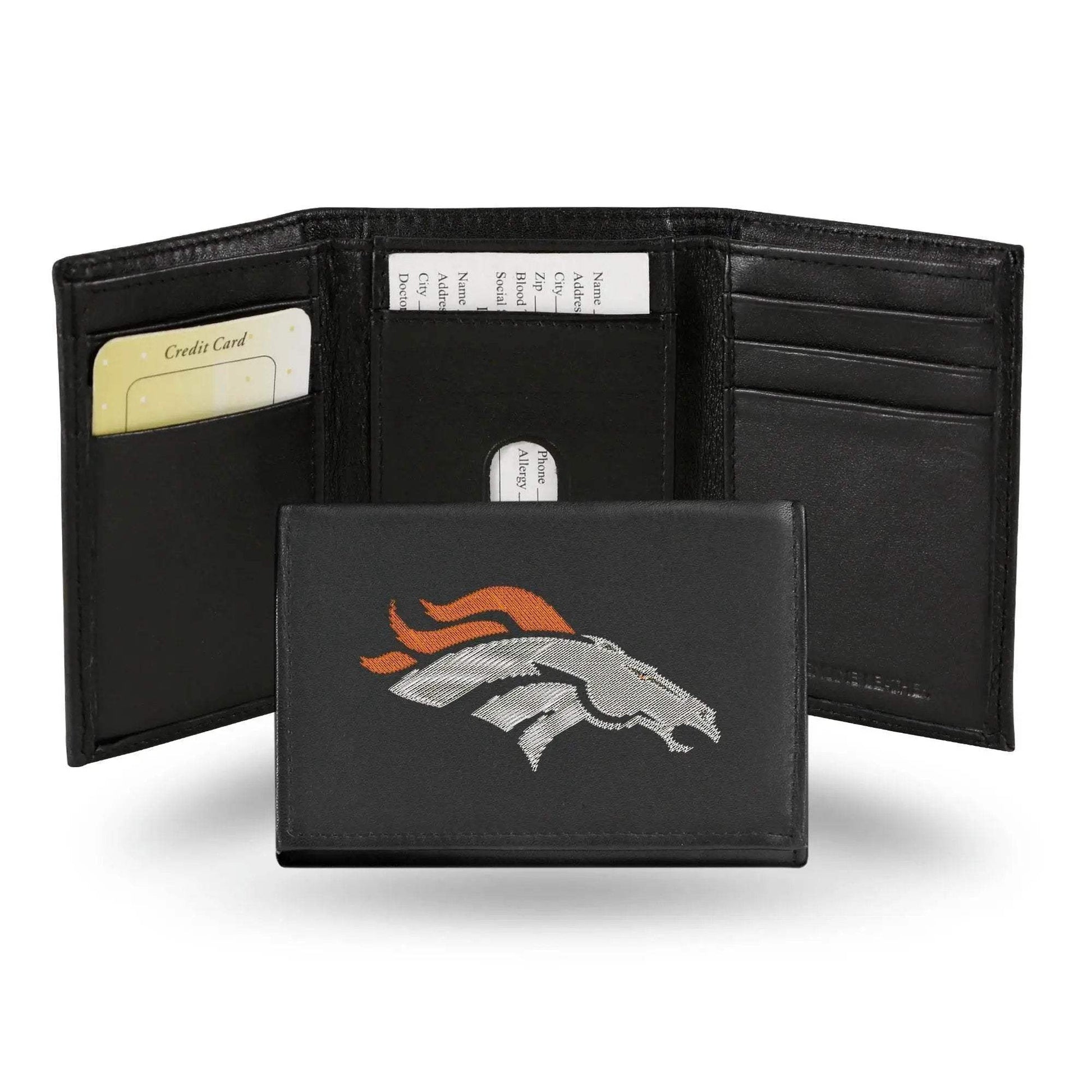 Denver Broncos Wallet Trifold Leather Embroidered - ToylandEU