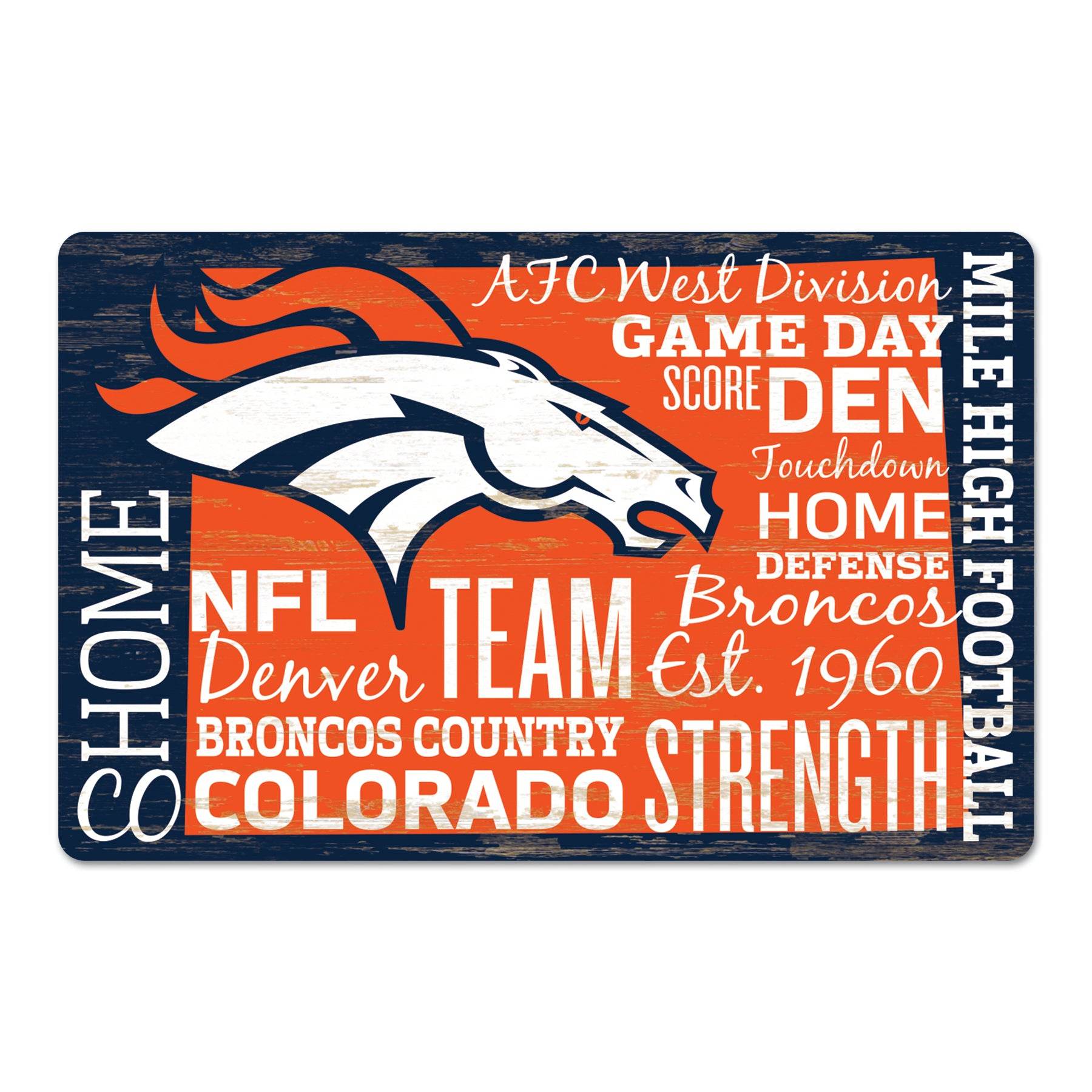 Denver Broncos Wood Sign 11x17 Team Colors Established Date - ToylandEU