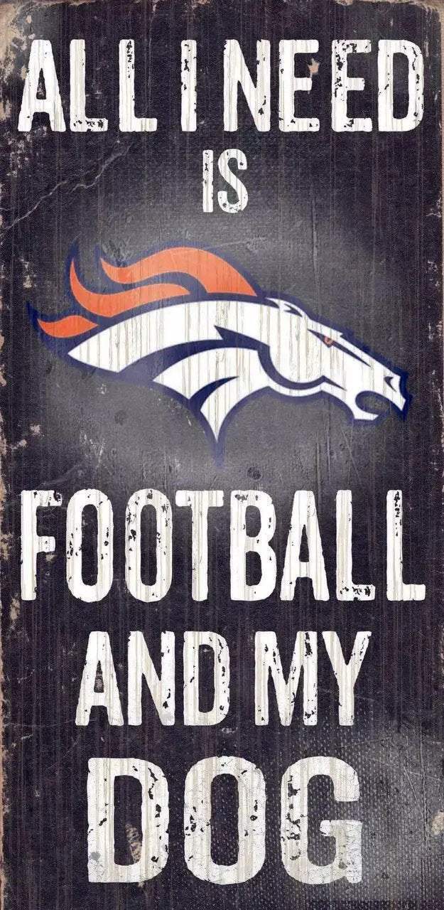 Denver Broncos Wood Sign Football and Dog 6x12 Inch - ToylandEU