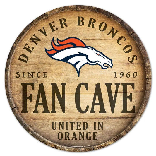  Denver Broncos Wood Sign Round Barrel Top Design 14 Inch -  ToylandEU™