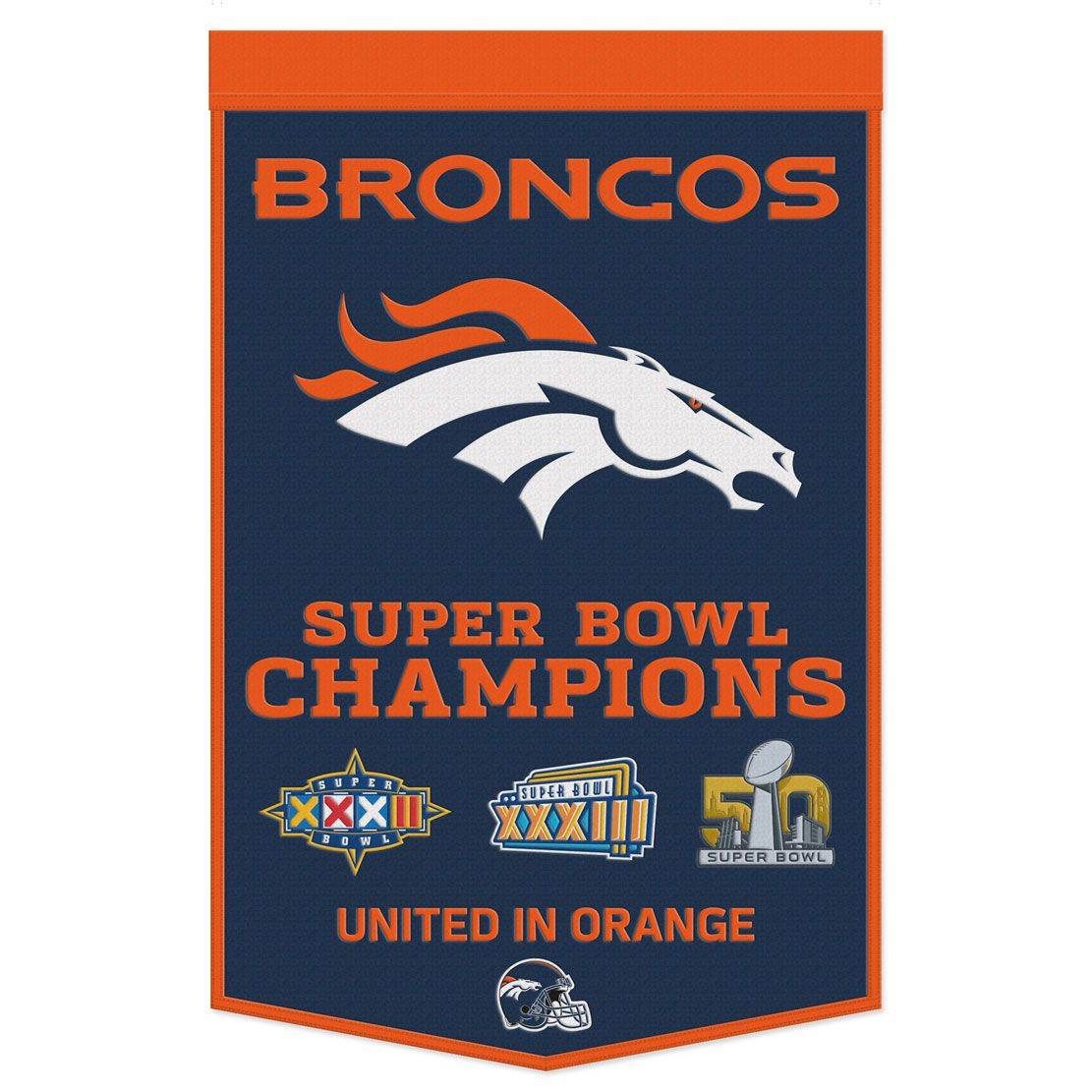 Denver Broncos Wool Banner 24x38 Dynasty Champ Design - ToylandEU