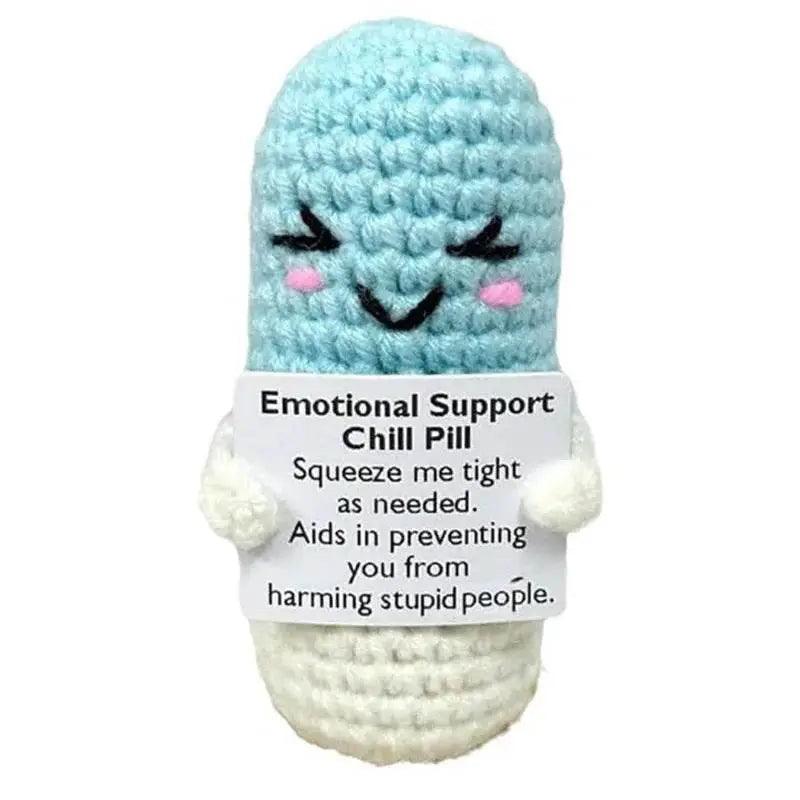  Crochet Emotional Support Chill Pill Caring Gift Handmade Knitted Emergency Pills Desktop Ornament With Card Home Room Decor -  ToylandEU™