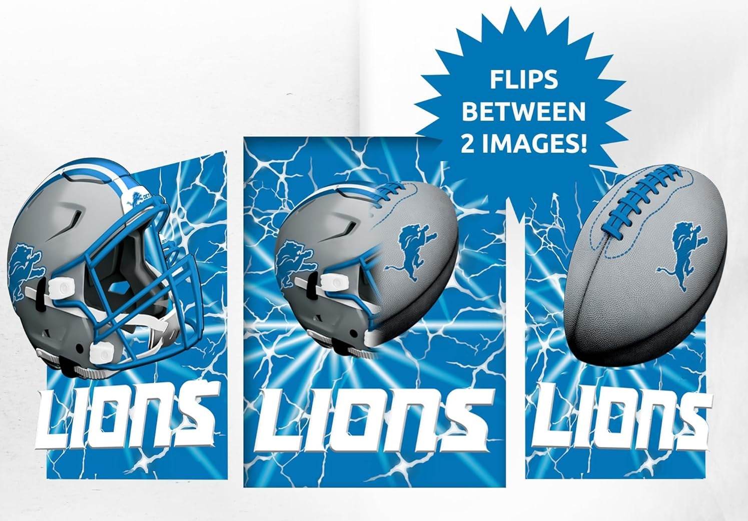 Detroit Lions 3D Lenticular Art Print 12x16 Lightning Flip - ToylandEU