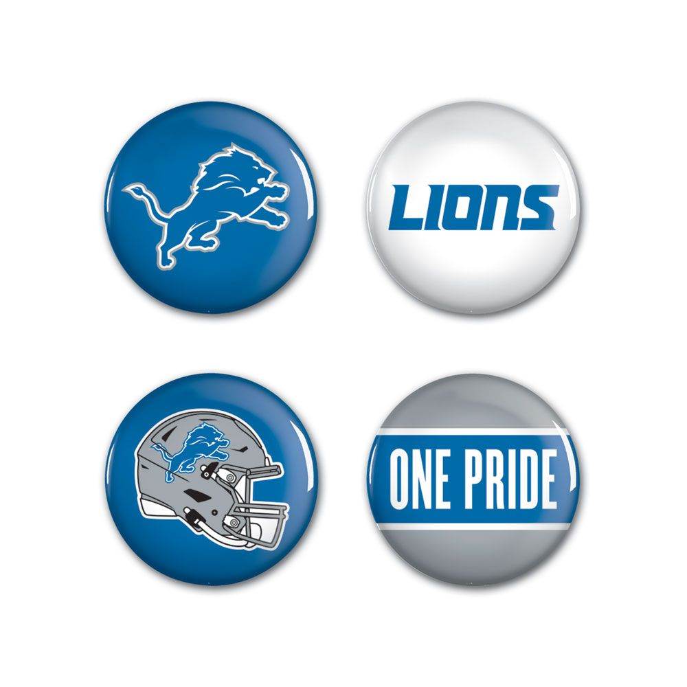 Detroit Lions Button Set 4 Pack With Logos And Helmet - ToylandEU