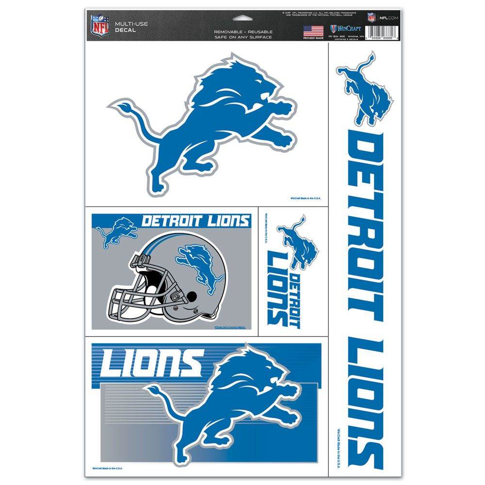 Detroit Lions Decal 11x17 Multi Use 5 Piece Indoor Outdoor - ToylandEU