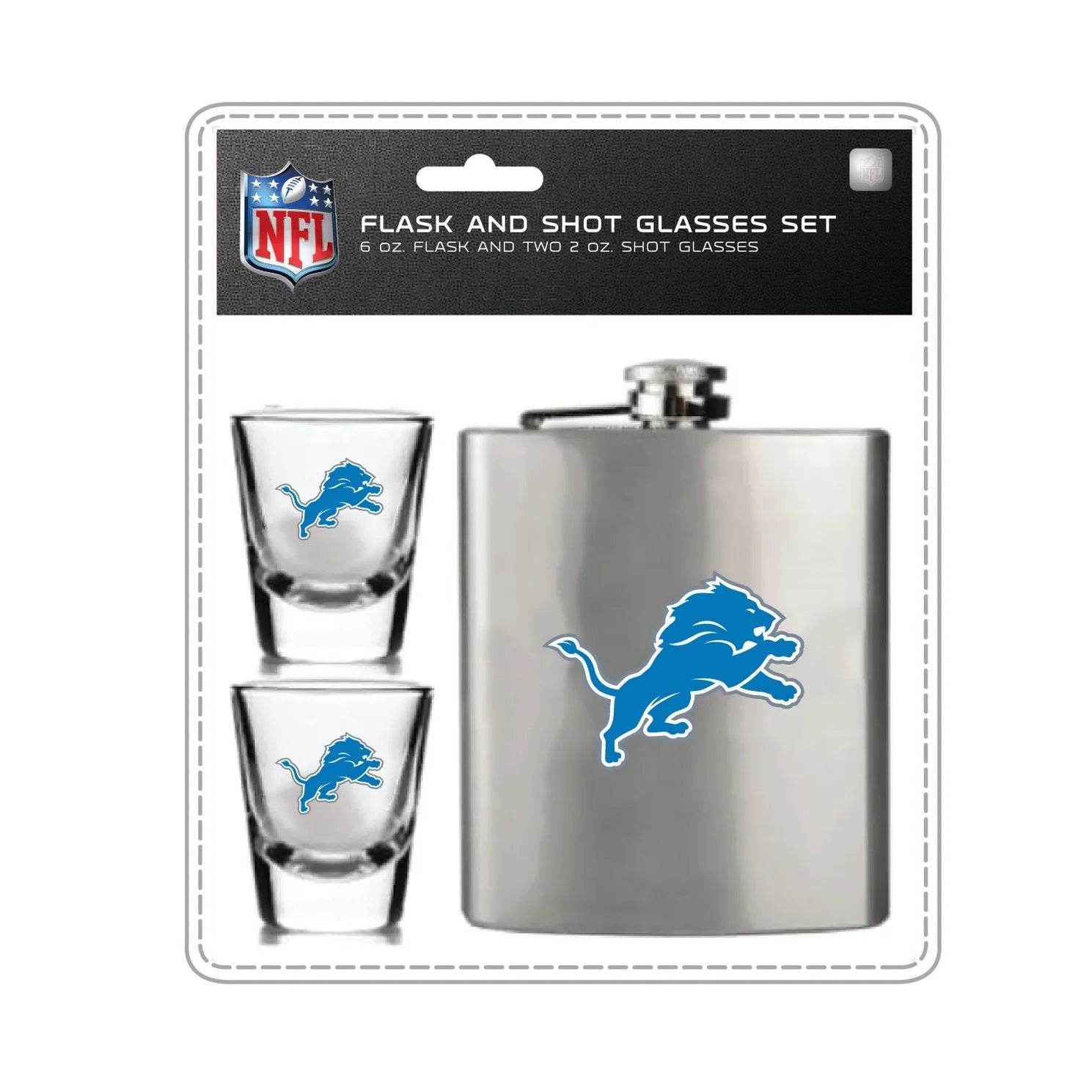 Detroit Lions Flask and Shot Glass Set With Team Logo - ToylandEU