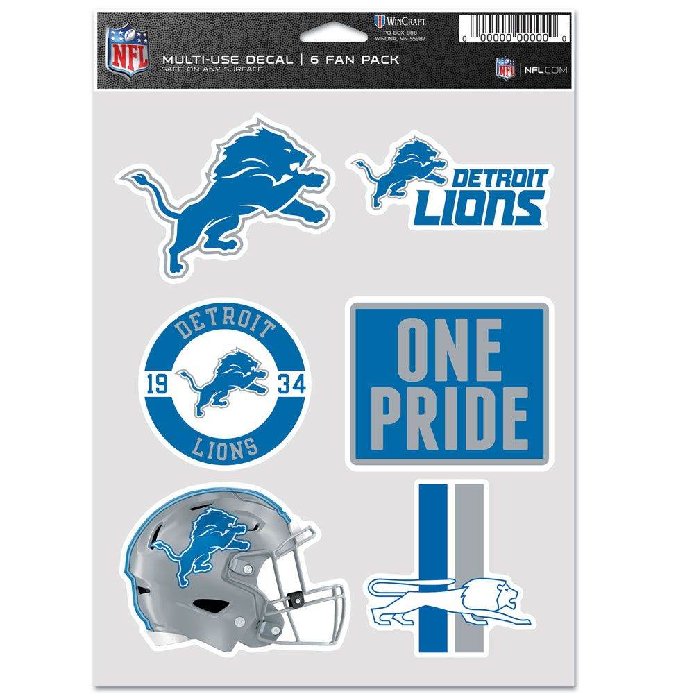 Detroit Lions Multi Use Fan Decal Pack Six Wincraft - ToylandEU