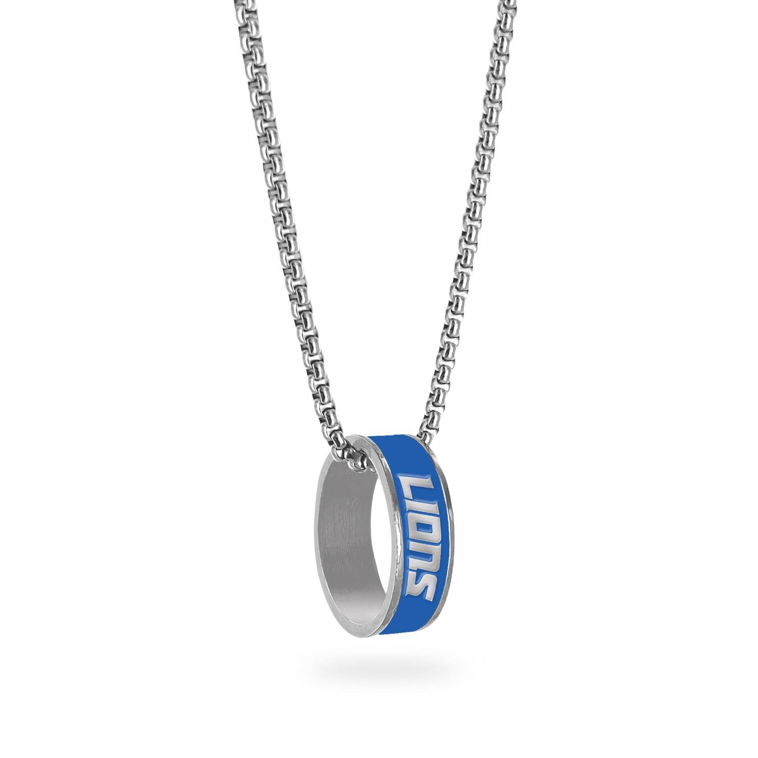 Detroit Lions Pendant Necklace Silver Ring Jewelry Gear - ToylandEU