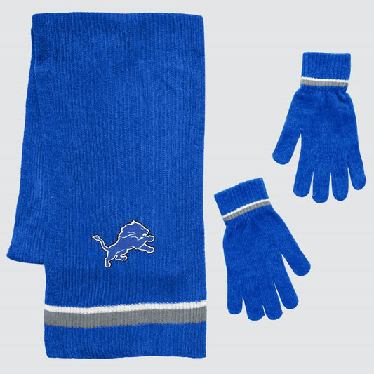 Detroit Lions Scarf And Glove Gift Set Chenille Winter Gear - ToylandEU