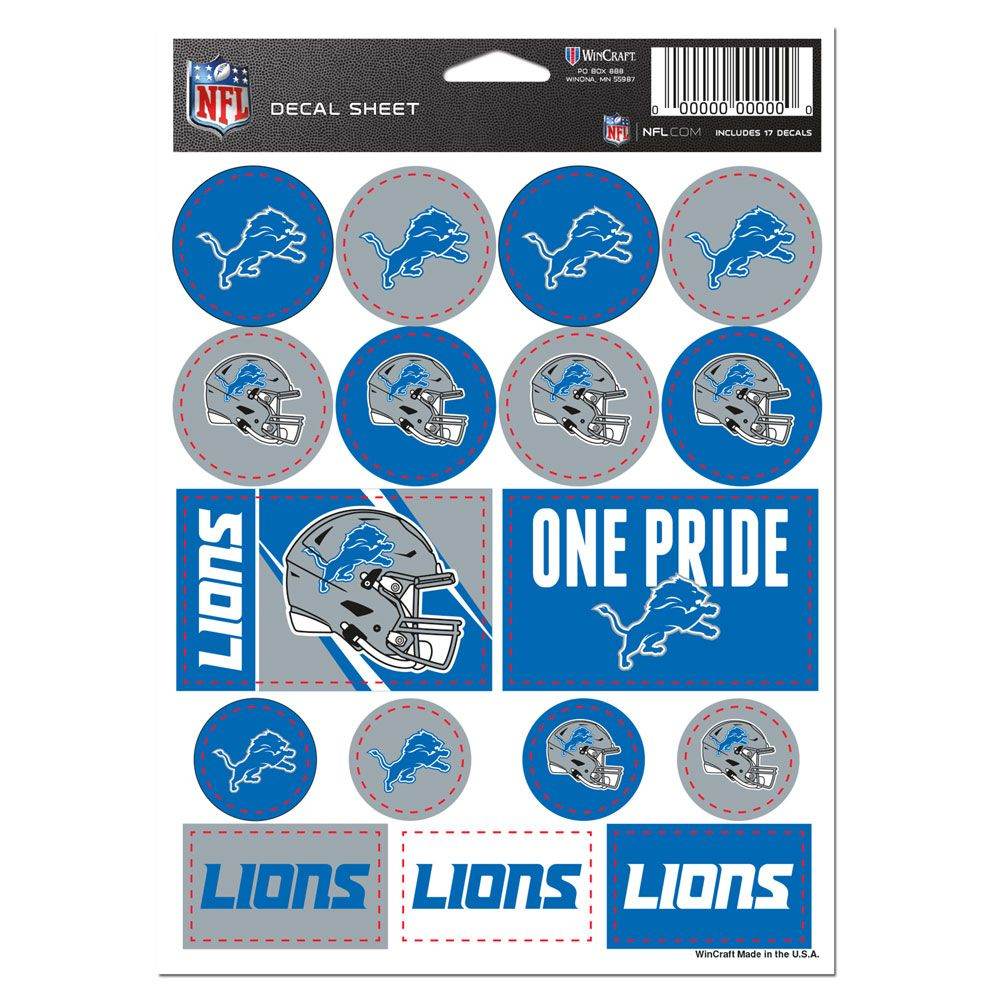 Detroit Lions Vinyl Decal Sheet 5x7 Sticker Pack Bundle - ToylandEU