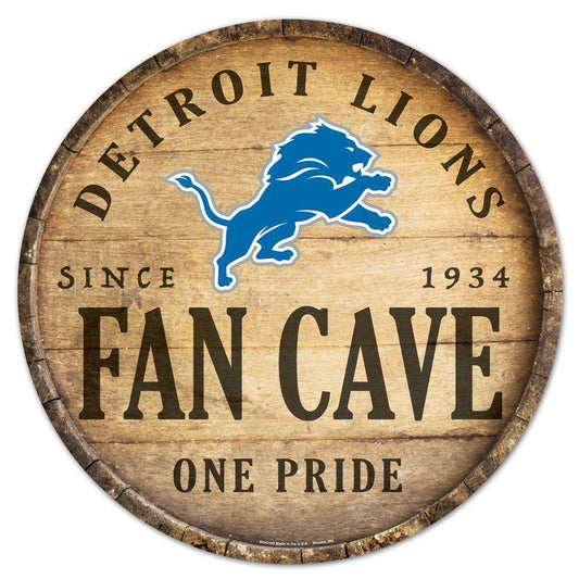 Detroit Lions Wood Round Sign 14 Inch Barrel Top Design - ToylandEU