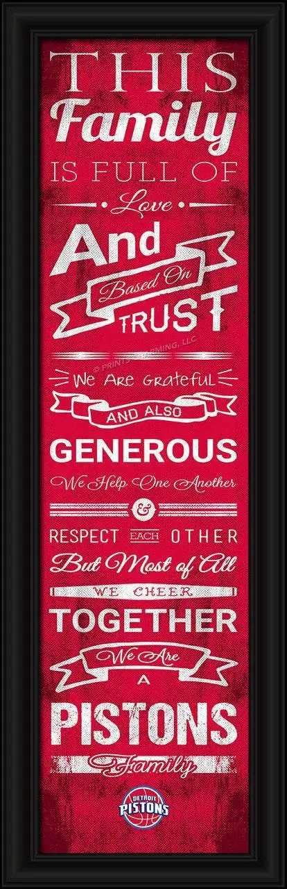 Detroit Pistons Family Cheer Print 24x8 Inches Wall Decor - ToylandEU